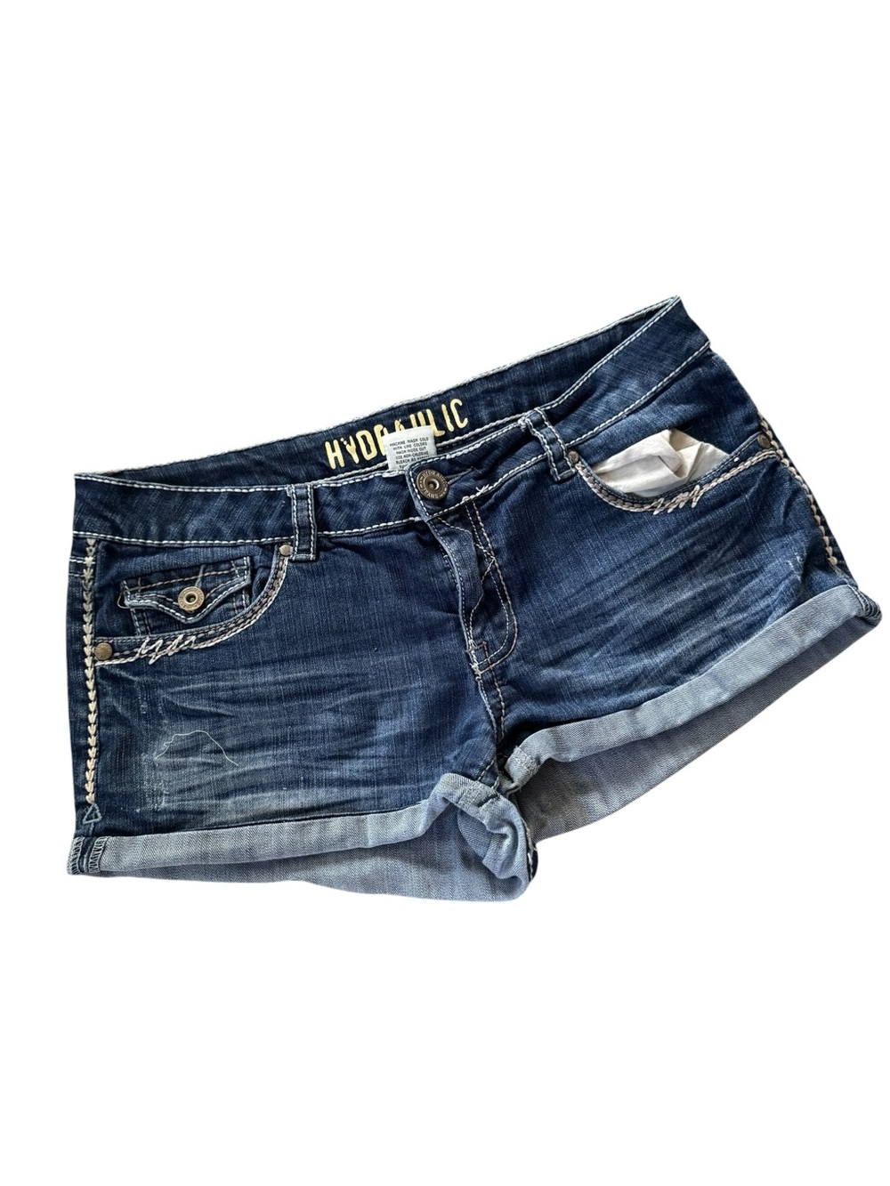 Hydraulic Juniors Denim Shorts Size 15/16 Blue Cuffed Stretch Embroidered